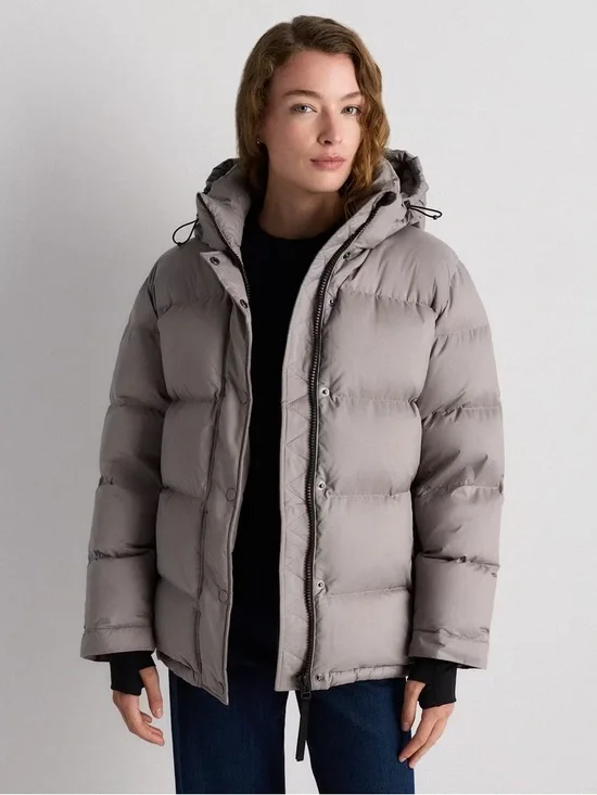 Quince Grey Hooded Quilted Puffer Jacket - Picture 1 of 7